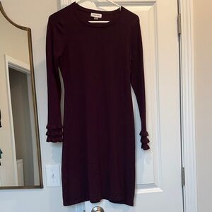 Calvin Klein Long Sleeve Dress in Rich Purple